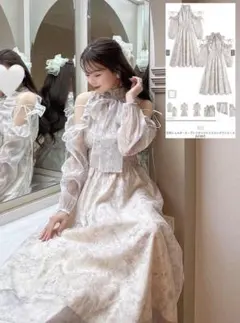 【新品】GRL花柄ショルダーオープンリボンアメスリロングワンピース[ru1867