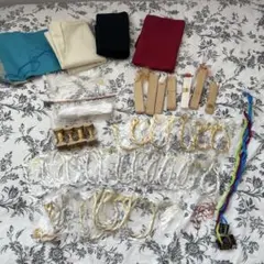 日本刺繍　金糸　銀糸　駒（4個）　刺繍糸　まとめ売り　セット　フェルト　針金　布