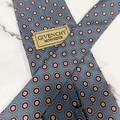 ジバンシー GIVENCHY ネクタイ ライトブルー 総幾何学模様 レトロ柄