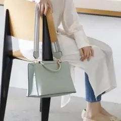 アネモネ ミントグリーン ショルダーバッグ 合成皮革