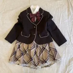 【美品】卒園・入学式　120cm ブラウン チェック　CutieRibbon