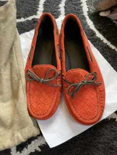ボッテガ　ヴェネタ　フラットシューズ　オレンジ　イントレチャート