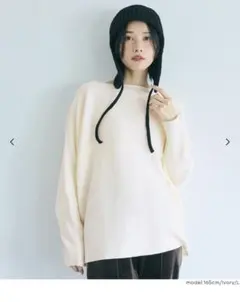 coca ウォッシャブル　ドルマンスリーブボートネックニット　アイボリー　L