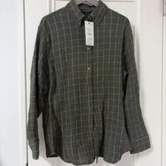 ZARAオリーブグリーン チェック柄 シャツ M