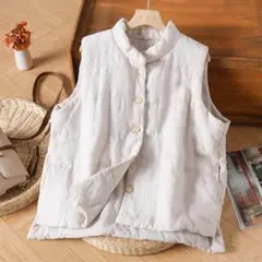 フロントボタン 冬物 無地＆シンプル レトロ ベスト アウター 袖なし