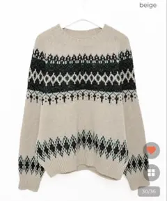 nugu ノルディックラウンドニット ベージュ