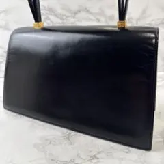銀座かねまつ GINZA kanematsu 本革 レザー 台形ハンドバッグ 黒