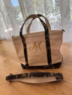 L.L.Bean トートバッグ　迷彩　カモフラージュ　イニシャルM