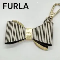 FURLA ribbon キーチャーム キーホルダー ストライプ ゴールドのサムネイル