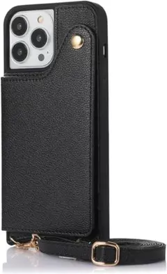 iPhone12Promaxケース 手帳型 スマホケース (ブラック)