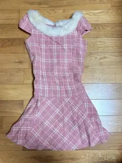 Liz Lisaピンク チェック柄 ノースリーブワンピース