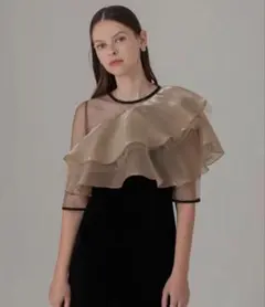 Leja アシンメトリーティアードフリル3 wayベロアワンピースドレス