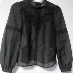 美品✴︎Lily Brown 黒 レースブラウス シースルー　オーガンジー