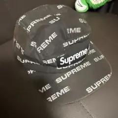 Supreme ロゴ総柄 ジェットキャップ ブラックのサムネイル