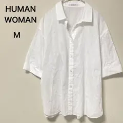 HUMAN WOMAN 半袖シャツ ブラウス M レディース　コットン　白のサムネイル