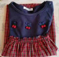 familiar 半袖ワンピース ネイビー ファミリアチェック 80