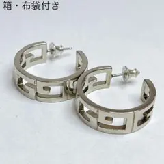 グッチ　ヴィンテージ　スクエアG ワイド　フープ　ピアス　925のサムネイル