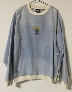 ZARA デニムスウェット ダメージ加工 Mサイズのサムネイル