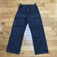 XLARGE デニムカーゴパンツ ブラック 30インチ Sサイズ 美品 ワイド
