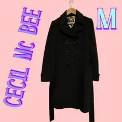 セシルマクビー　レディースチェスターコート　M 黒　ウールとアンゴラ　高級感有