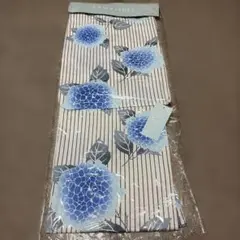 変わり織 浴衣 紫陽花柄 ストライプ