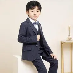 新品　入学式　スーツ　セットアップ5点セット 　ネイビー　男児 120cm