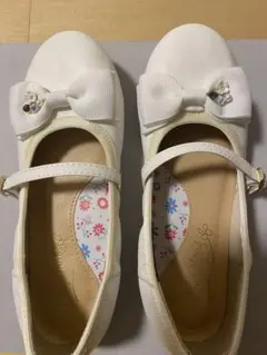 リボン付きホワイトフォーマルシューズ 21センチ