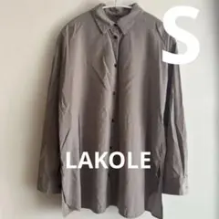 【LAKOLE】UV対策 スリットロングシャツ 長袖 グレー S 春夏