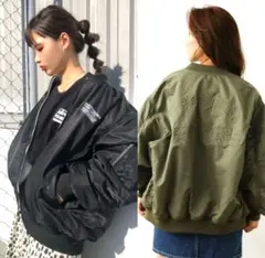 RODEO CROWNS ロゴパッチ リバーシブルブルゾン黒