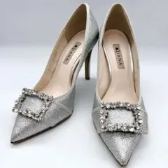DIANA 【24.5】ダイアナ ラメ ビジュー ハイヒール シルバー
