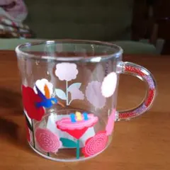 ★スターバックス 花柄 ガラスマグカップ