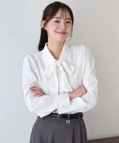 ボウタイブラウス 長袖 ホワイトのサムネイル