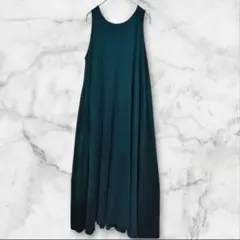 セポ ダークグリーン ノースリーブ ロングワンピース カジュアル Aライン M