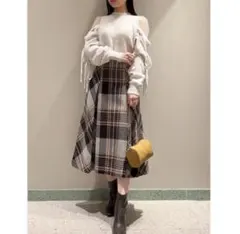SNIDEL ロービングチェックミディスカート GRY サイズ1