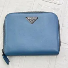 PRADA サフィアーノレザー 二つ折り財布 ブルー - メルカリ