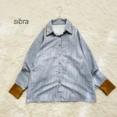 sibra 配色ダブルラペルシャツ ストライプシャツ ブラウス オーバーサイズ