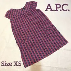 A.P.C. アーペーセー チェック柄 半袖ワンピース 可愛い ピンク XSのサムネイル