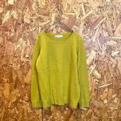 KUMIKYOKU 組曲 ニットカットソー ケーブル模様 ウール混在 マスタード