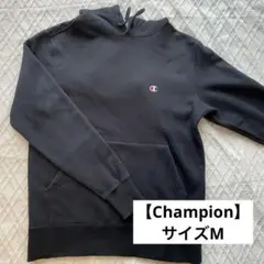 Champion ブラック フード付きパーカー