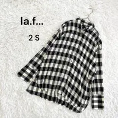 【ラエフ】2 S(XS) チェックシャツ ゆるダボ ブロックチェック 白 黒