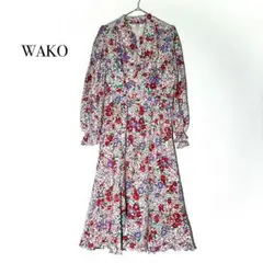 WAKO ワンピース 【花柄】 総柄 肩パッド付き ヴィンテージ ふるじょ
