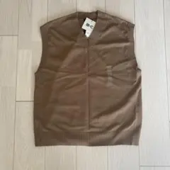 ブラウン Vネック ニットベスト