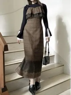 dazzlin レースヘムキャミワンピース ブラウン