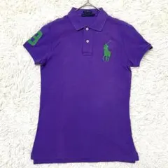 y2k polo ラルフローレン ビッグポニー ポロシャツ パープル 紫 緑のサムネイル