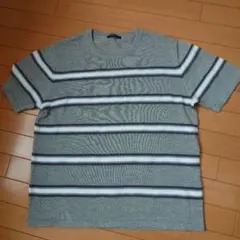 COMME CA ISM ニット 半袖 ボーダー グレー Lのサムネイル