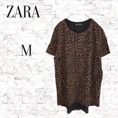 【ザラ】クルーネック　レオパード　ヒョウ柄　 半袖　Tシャツ　 M