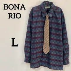 【BONARIO】チェックシャツ ネクタイ コーデセット シティーボーイ Lのサムネイル