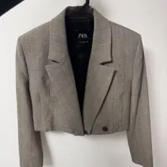ZARA テーラードジャケット ブラウン系チェック