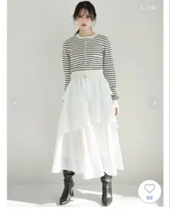 snidel Sustainableニットカーデ×ティアードスカートセット