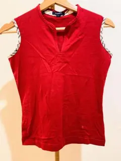 ★美品★BURBERRY レッド ノースリーブポロシャツ Sサイズ